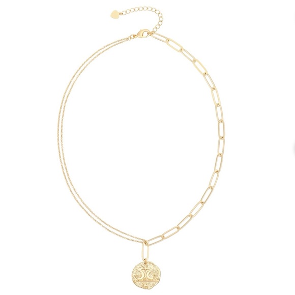 Dainty Moon Star Necklace, Gold Medallion Coin, Gold Oval/Rolo Chain Necklace - Picture 1 of 10